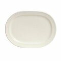 Tuxton China Monterey 10.38 in. x 7.5 in. Embossed Pattern Racetrack Platter - American White - 2 Dozen YEH-102